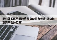 湖北外汇区块链跨境融资公司有哪些[区块链融资平台外汇局]